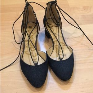 Sam Edelman Denim Lace Up Heels